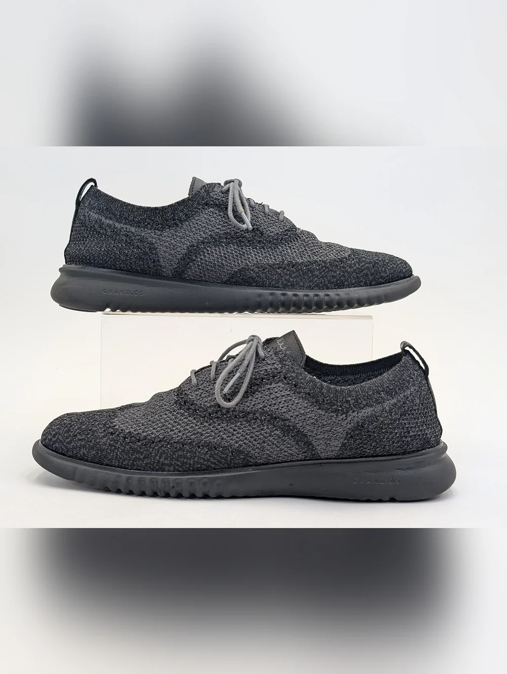 Cole Haan Grand.OS Men Size 11.5M Comfort Oxford Wingtip Dark Grey Knit Lace-Up